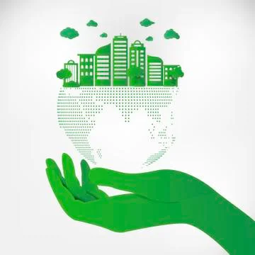 Save Earth Planet World Concept. World environment day concept. green modern Stock Illustration