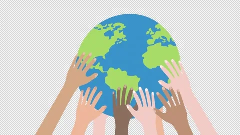 Save earth supporting humans holding earth planet animation alpha matte Stock Footage 274689607