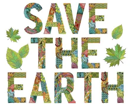 Save the Earth. Vector decorative zentangle object Stock Illustration