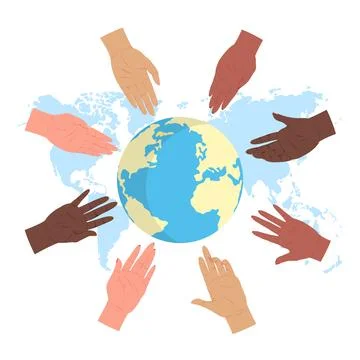 Save earth vector with human hand reaching globe Illustrazione stock