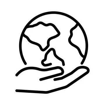 Save ecology icon. Flat earth protect pictogram for web. Line stroke. Simple  Stock Illustration