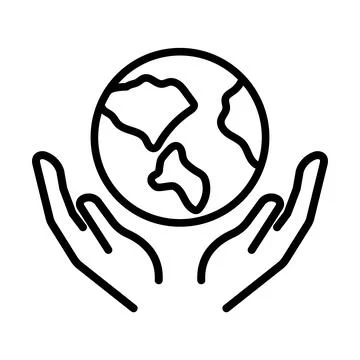 Save ecology icon. Flat earth protect pictogram for web. Line stroke. Simple  Stock Illustration