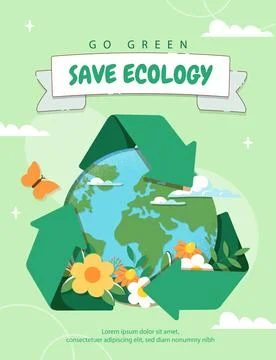 Save ecology poster. Caring for environment and ecology. Reducing waste Stock Illustration