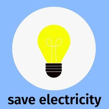 Save electricity, icon. Vector, incandescent lamp, yellow light Ilustración de archivo