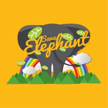 Save Elephant Conservative Concept Vector Illustration Stock Illustration