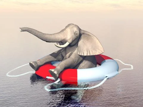 Save the endangered elephants concept - 3D render Stock Illustration