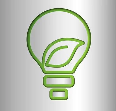 Save energy creative idea concept. Paper carve of green light bulb icon and Stock Illustration