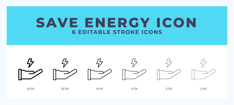 Save energy icon vector for web. And mobile app. Editable stroke outline icon Stock Illustration