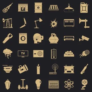 Save energy icons set, simple style Illustrazione stock