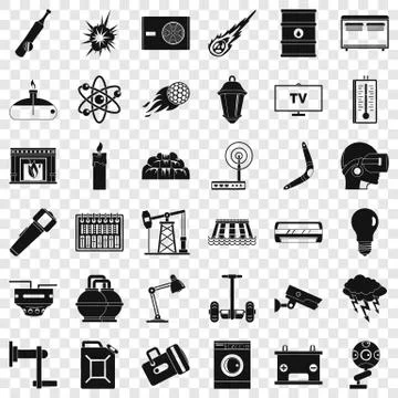 Save energy icons set, simple style Illustrazione stock