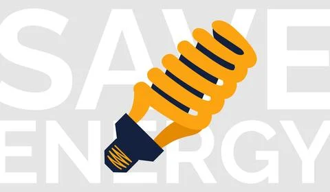 Save energy, light bulb. Compact fluorescent electric lamp. Energy saving Stock Illustration