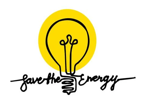 Save the energy one line vector lettering Stock Illustration