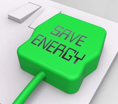 Save Energy Plug Shows Reduce Electric 3d Rendering Stock Illustration