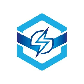 Save Energy Power icon on polygone shape vector Stock Illustration
