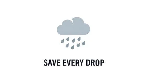 Save every drop text below grey rain cloud icon with falling droplets on pl.. Stock Illustration