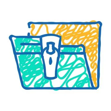 Save file in folder icon doodle illustration Illustrazione stock