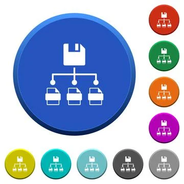 Save file as multiple format beveled buttons Illustrazione stock