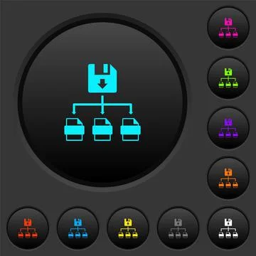 Save file as multiple format dark push buttons with color icons Illustrazione stock