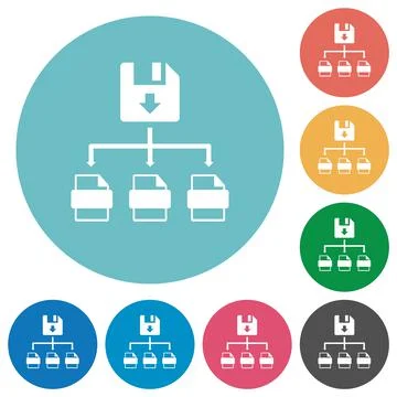 Save file as multiple format flat round icons Illustrazione stock