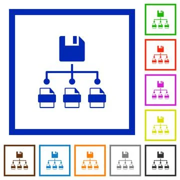 Save file as multiple format flat framed icons Stock Illustration