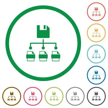 Save file as multiple format flat icons with outlines Illustrazione stock
