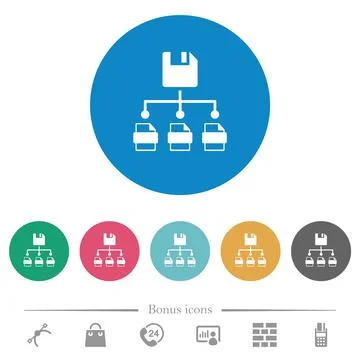 Save file as multiple format flat round icons Illustrazione stock