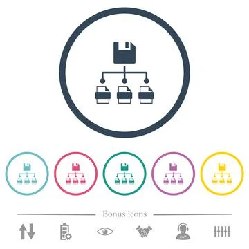 Save file as multiple format flat color icons in round outlines Illustrazione stock