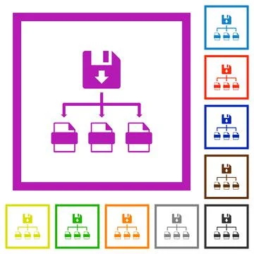 Save file as multiple format flat framed icons Illustrazione stock