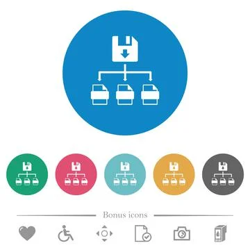 Save file as multiple format flat round icons Illustrazione stock