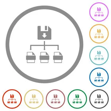 Save file as multiple format flat icons with outlines Illustrazione stock
