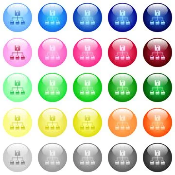 Save file as multiple format icons in color glossy buttons Illustrazione stock
