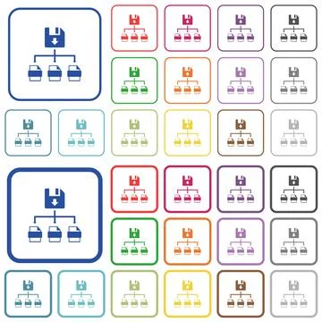 Save file as multiple format outlined flat color icons Illustrazione stock