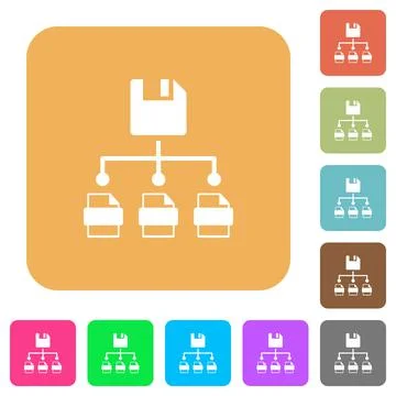 Save file as multiple format rounded square flat icons Illustrazione stock