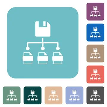 Save file as multiple format rounded square flat icons Illustrazione stock