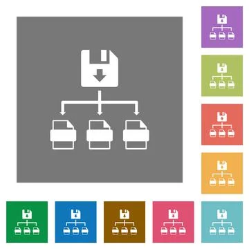 Save file as multiple format square flat icons Illustrazione stock