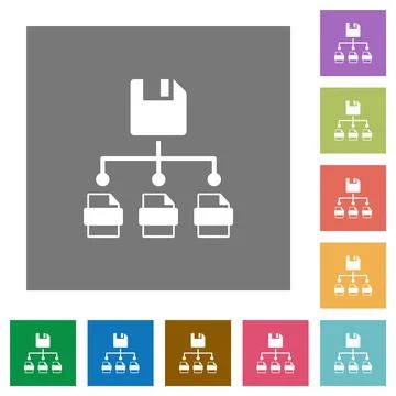 Save file as multiple format square flat icons Illustrazione stock