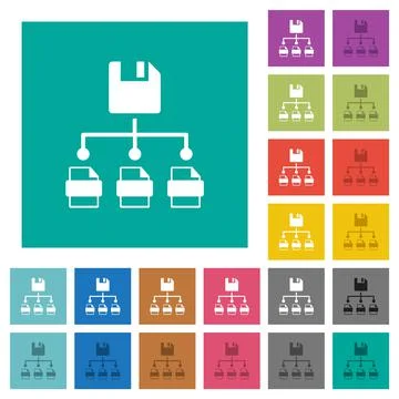 Save file as multiple format square flat multi colored icons Illustrazione stock
