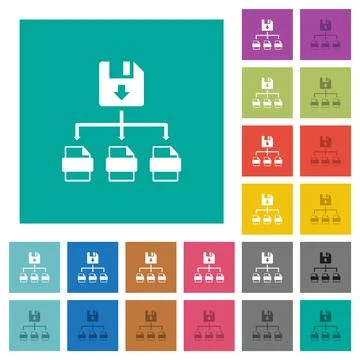 Save file as multiple format square flat multi colored icons Illustrazione stock