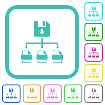 Save file as multiple format vivid colored flat icons Illustrazione stock