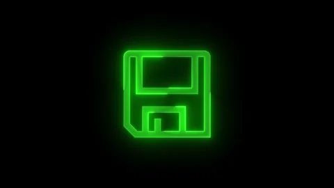 Save file sign icon glowing neon animation Stock Footage 275585058