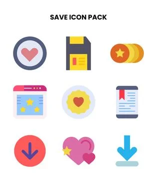 Save Flat Collection Icons Pack Illustrazione stock
