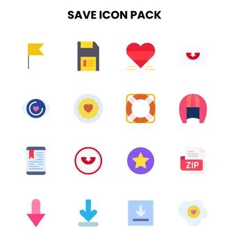Save Flat Icons Pack Stock Illustration