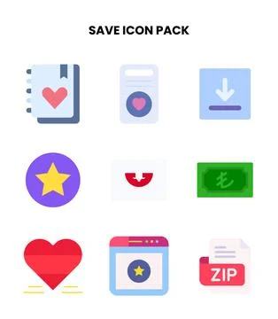 Save Flat Scalable Icons Pack イラスト素材