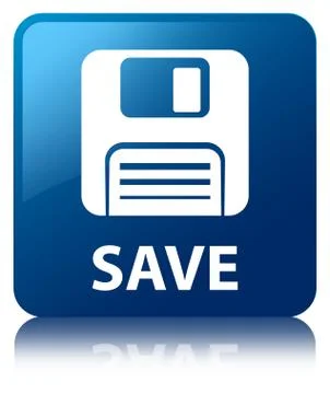Save (floppy disk icon) blue square button Stock Illustration