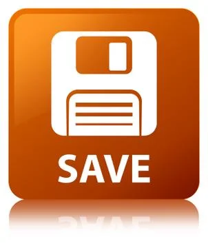 Save (floppy disk icon) brown square button Stock Illustration
