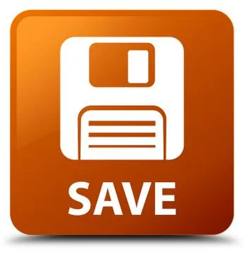 Save (floppy disk icon) brown square button Illustrazione stock