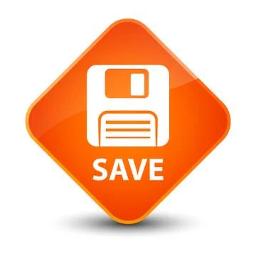 Save (floppy disk icon) elegant orange diamond button Stock Illustration