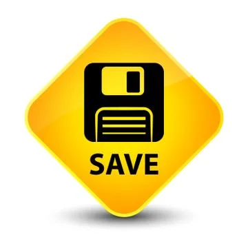 Save (floppy disk icon) elegant yellow diamond button Stock Illustration