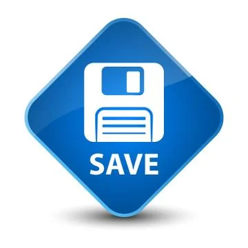 Save (floppy disk icon) elegant blue diamond button Stock Illustration
