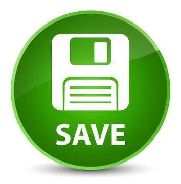 Save (floppy disk icon) elegant green round button Stock Illustration